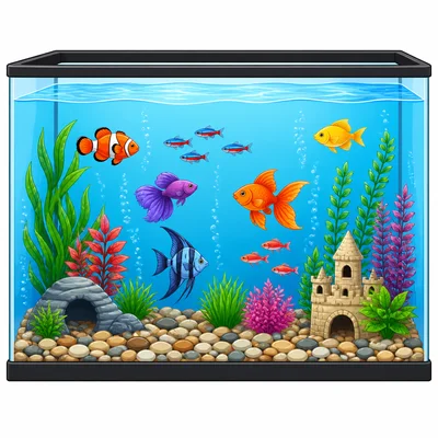 A fish tank filled with water and fish.