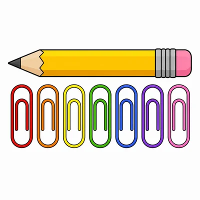 A pencil measured with same-size paper clips.