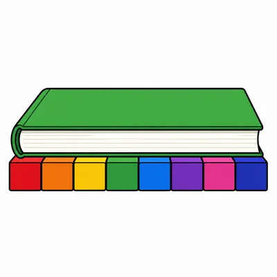 A book measured by eight blocks.