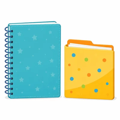 A notebook and a shorter folder compared side by side.