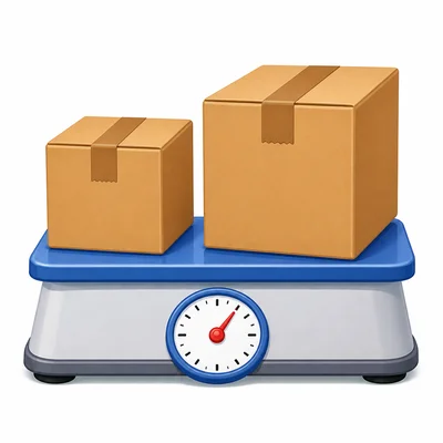 Two cardboard boxes near a scale.