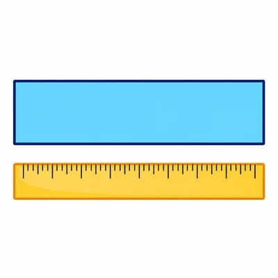 A wide short rectangle with its outline highlighted and a ruler nearby.