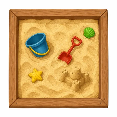 A rectangular sandbox with its outer border highlighted.