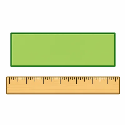A rectangle with its perimeter highlighted and a ruler nearby.