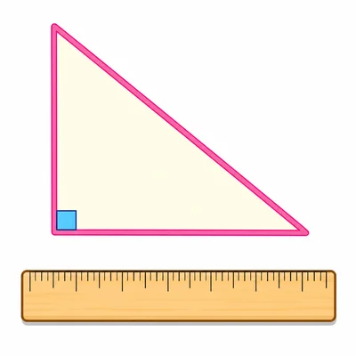 A triangle with three sides highlighted and a ruler nearby.