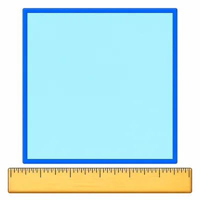 A square with a highlighted outline and a ruler beside it.