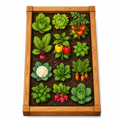 A rectangular garden bed with its border highlighted.