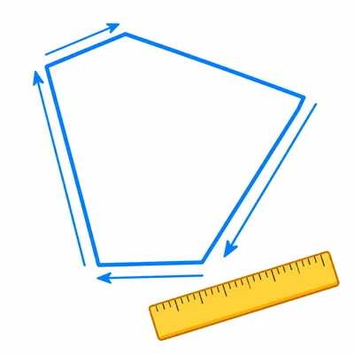 An irregular five-sided shape with the outside path highlighted.