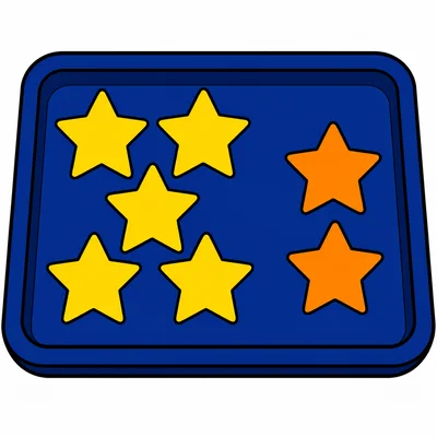 Seven stars with five in one group and two in another group.