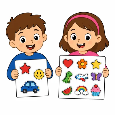 One child has 3 stickers and another child has 8 stickers.
