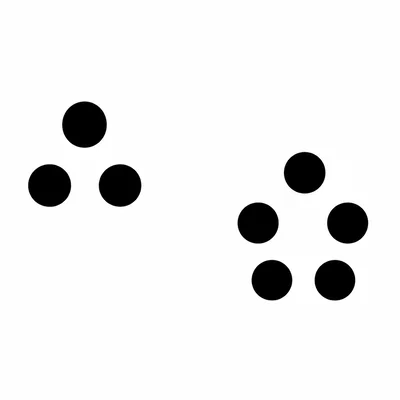 One group of 3 dots and another group with more dots.
