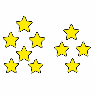 Two groups of stars, one with 6 stars and one with 4 stars.