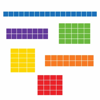 Tile arrays showing factor arrangements for twenty.