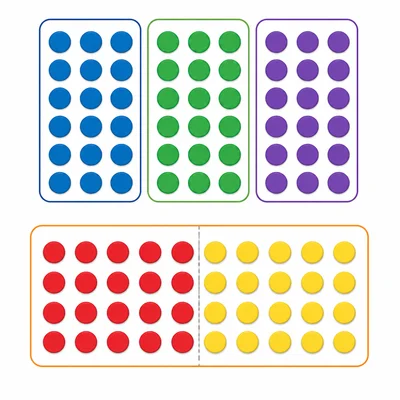 Counters grouped to show twenty-one as a multiple of three and as half of forty-two.