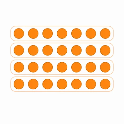 An array of 28 counters arranged in 4 rows and 7 columns.
