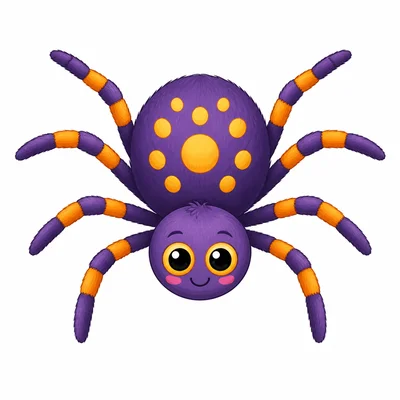 A friendly spider with eight legs arranged in four pairs.