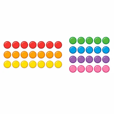 Two counter arrays side by side, one with three rows of seven and one with four rows of five.