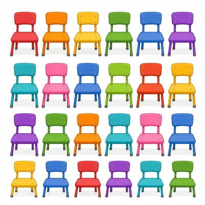 Four rows of chairs with six chairs in each row.