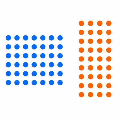 Two dot arrays shown side by side for comparison.