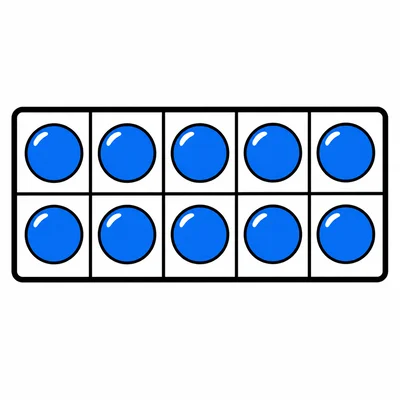 Ten blue counters filling a ten-frame.
