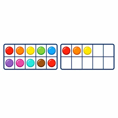 Two ten-frames, one full and one with three counters.