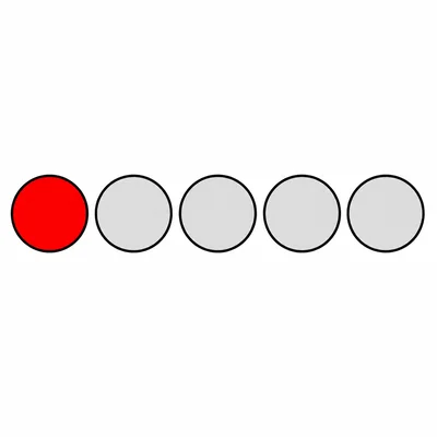 Five counters with one red and four blank.