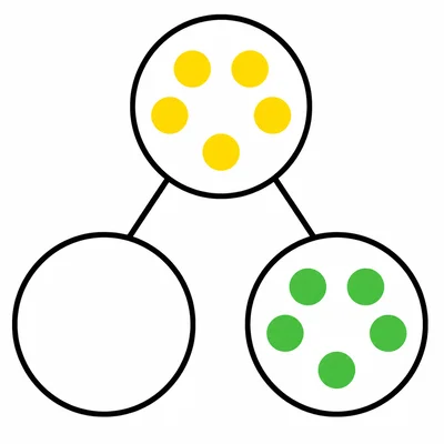 Number bond showing five as an empty part and a part with five dots.