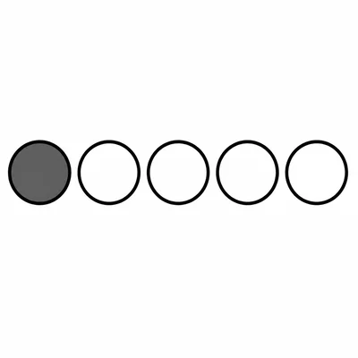 Five dots with one shaded and four unshaded.