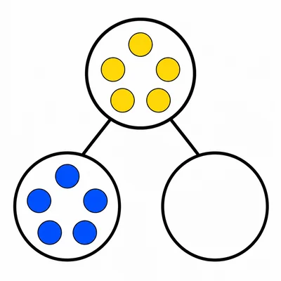 Number bond with five dots as the whole, five dots in one part, and an empty part.