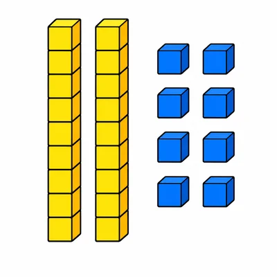 Two ten-rods and eight single cubes.