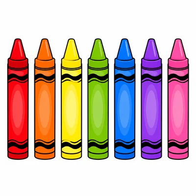 Seven crayons in a row.