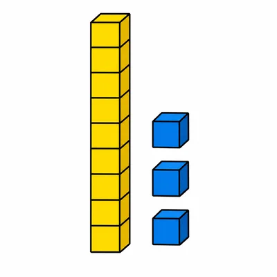 One ten-rod and three single cubes.