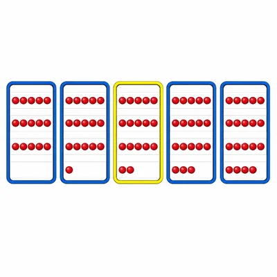 Five trays of beads increasing by one, with the third tray highlighted.