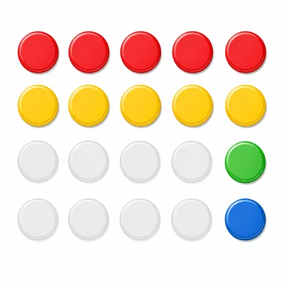Twenty counters with three groups of four faded out.