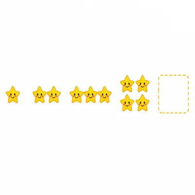 A growing pattern of star groups from one star to four stars with an empty group space.