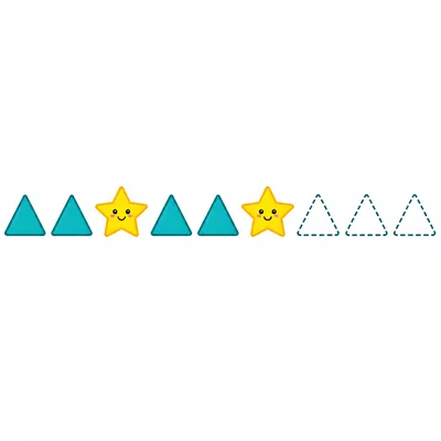 A triangle, triangle, star pattern with three empty spaces after it.