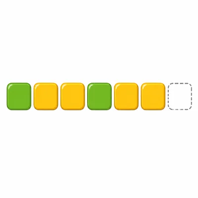 A green, yellow, yellow color pattern with an empty tile at the end.