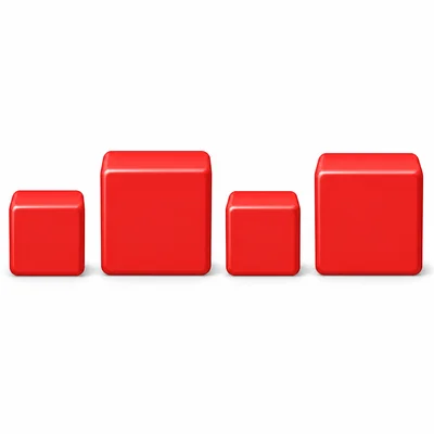 Small and large red square blocks alternating in a row.