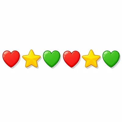A repeating pattern of red heart, yellow star, green heart shown twice.