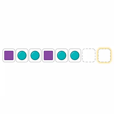 Nine shape slots showing a square, circle, circle pattern, with the last slot highlighted.