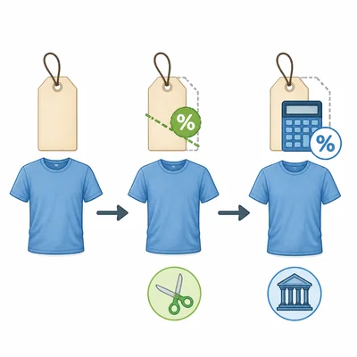 Diagram showing an item discounted first and taxed afterward.