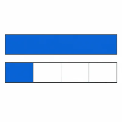 A bar model showing one whole bar plus one quarter of another bar shaded.