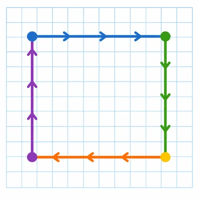A rectangular path drawn on grid paper.
