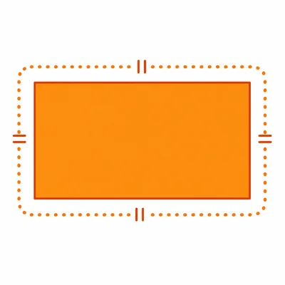 A rectangle with opposite sides matching and a dotted perimeter path.
