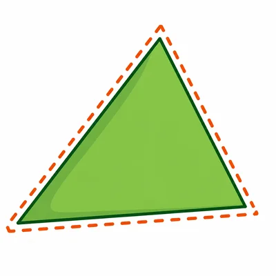 A triangle with three different side lengths and a dashed outline.