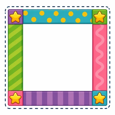 A square picture frame with a dashed outline around it.