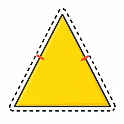 A triangular sign with two equal sides and a shorter base.