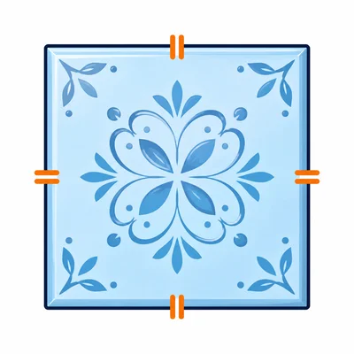 A square tile with all four sides marked as equal.