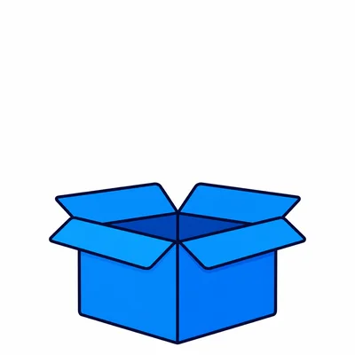 A blue box with empty space above it.