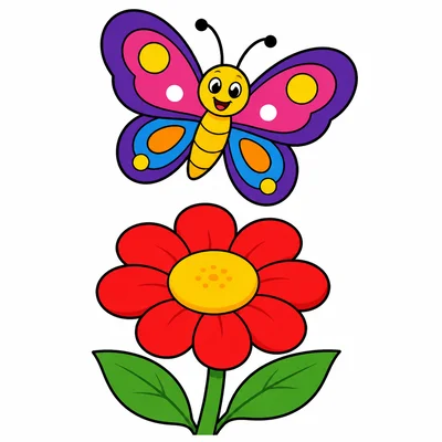 A butterfly above a flower.